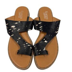 Franco Sarto‎ Womens Shoes Ginny Sandals Calf Hair Cow Print Toe Loop Size 11